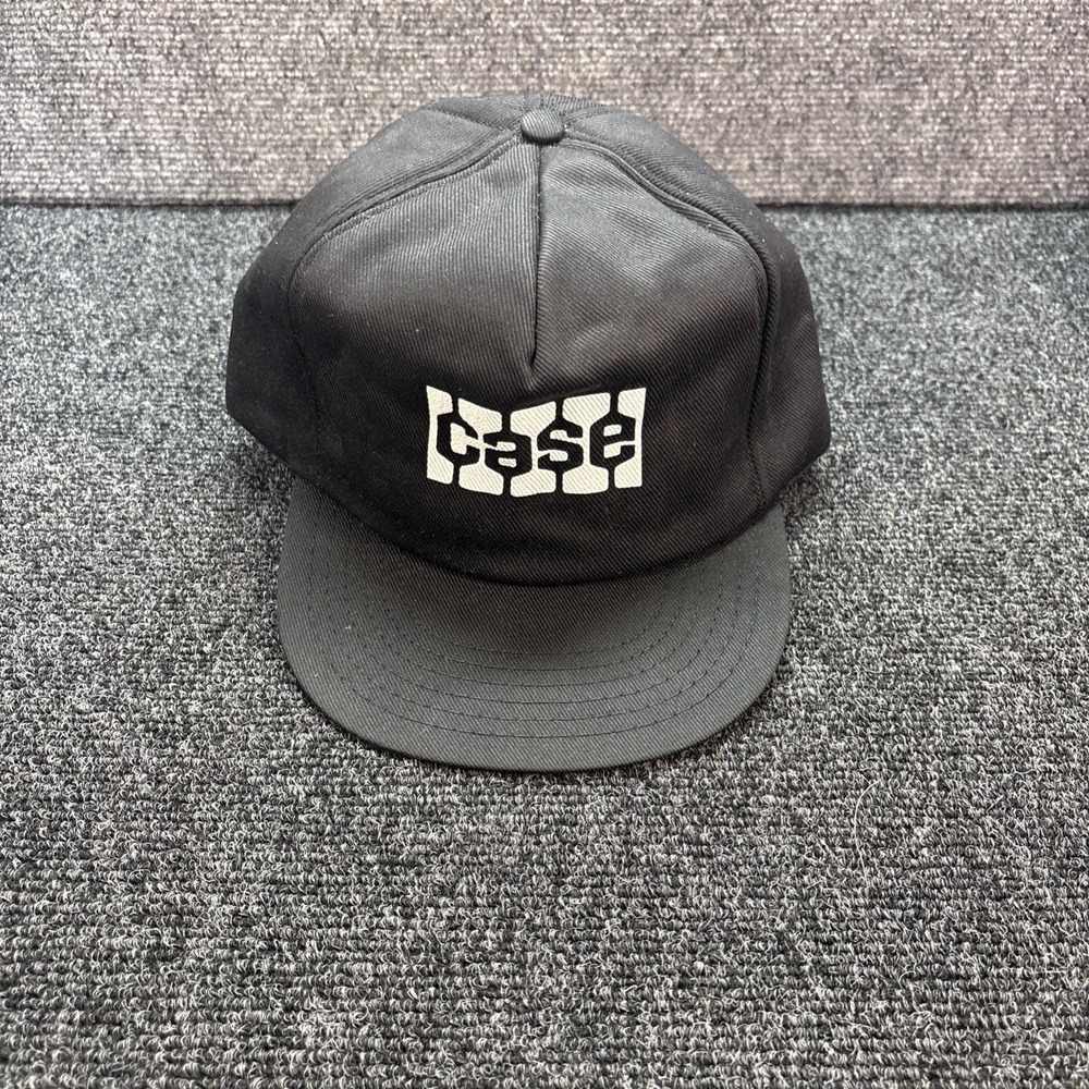 Vtg~CASE Black Snapback 80s USA Trucker Hat Cap~Made In USA